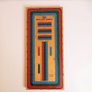 Wooden 3 track cribbage game